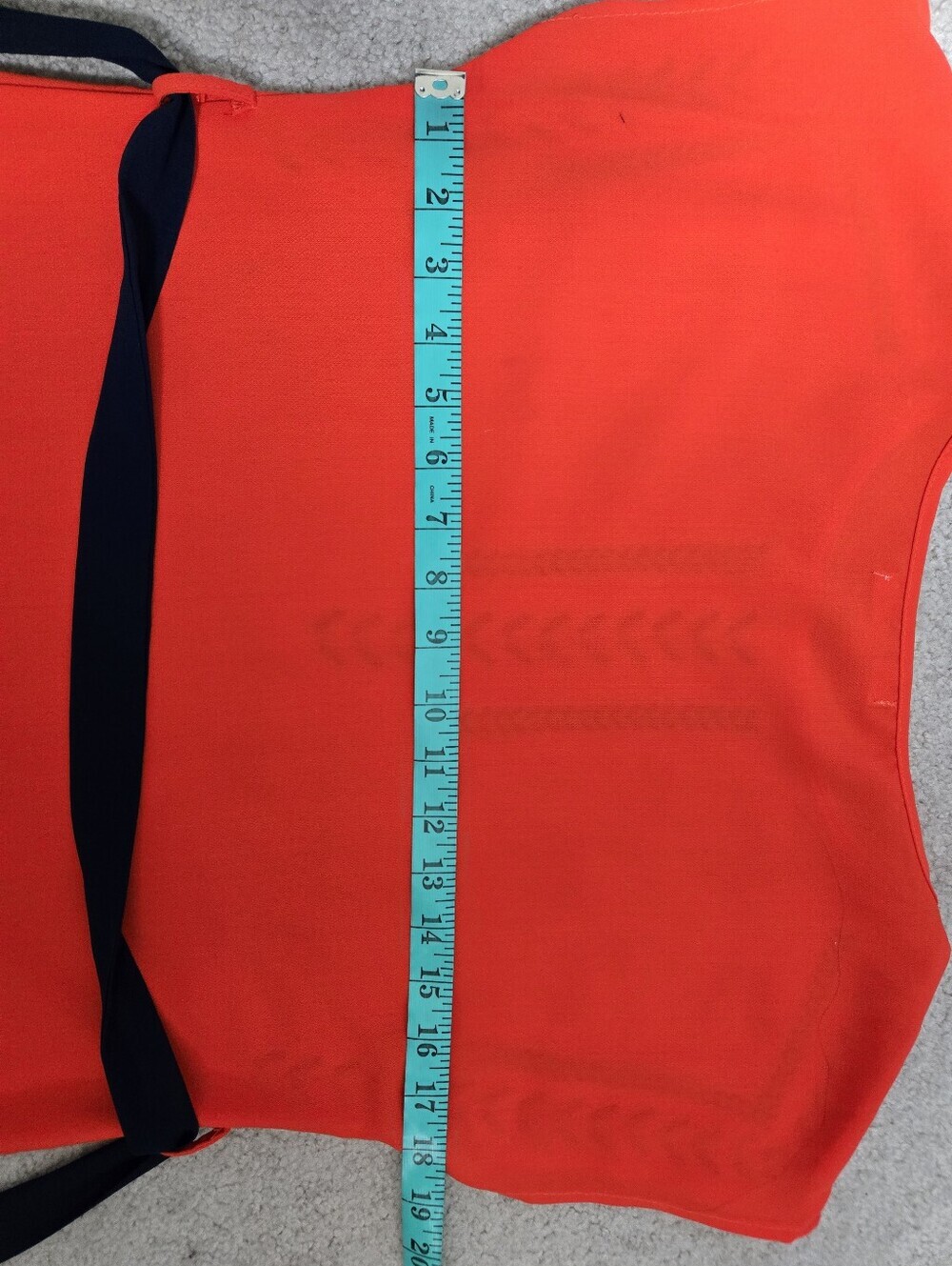 Ya Los Angeles Bright Orange Dress With Navy Embroidery. Belted Dress. Size Sm - Picture 11 of 12